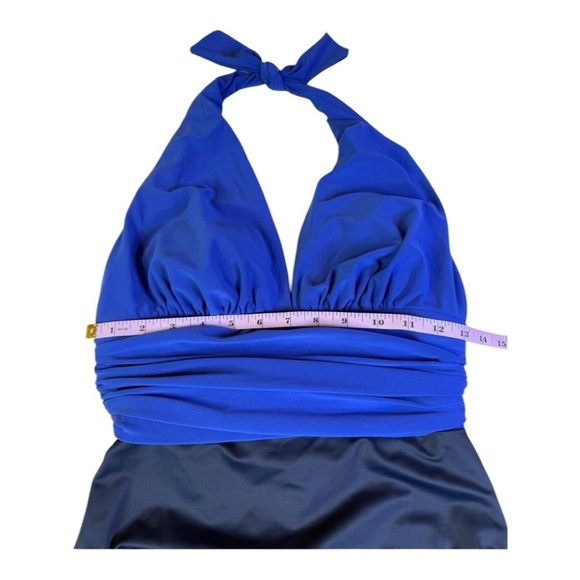 MagicSuit Tummy Control Halter Cinched Waist Colorblock Twilight Blue Size 8 - Picture 4 of 16